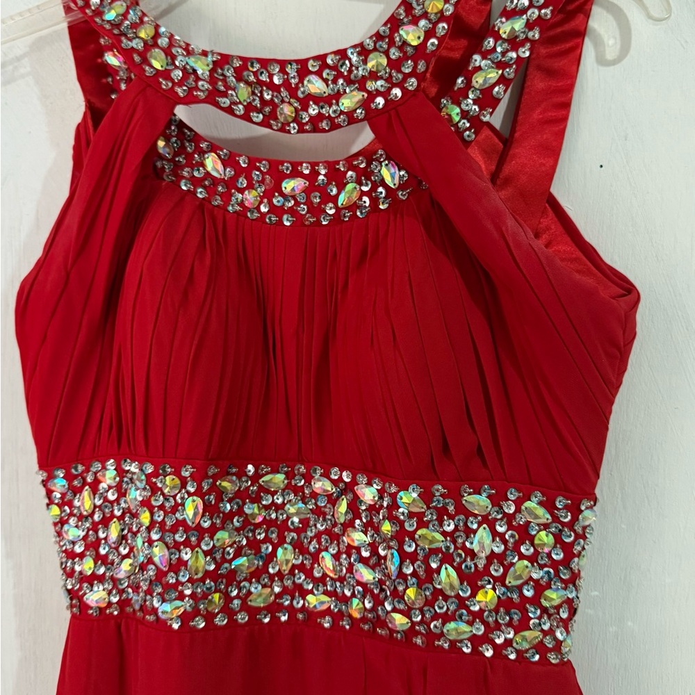 Elegant Red Kids Dress with Gem Accents